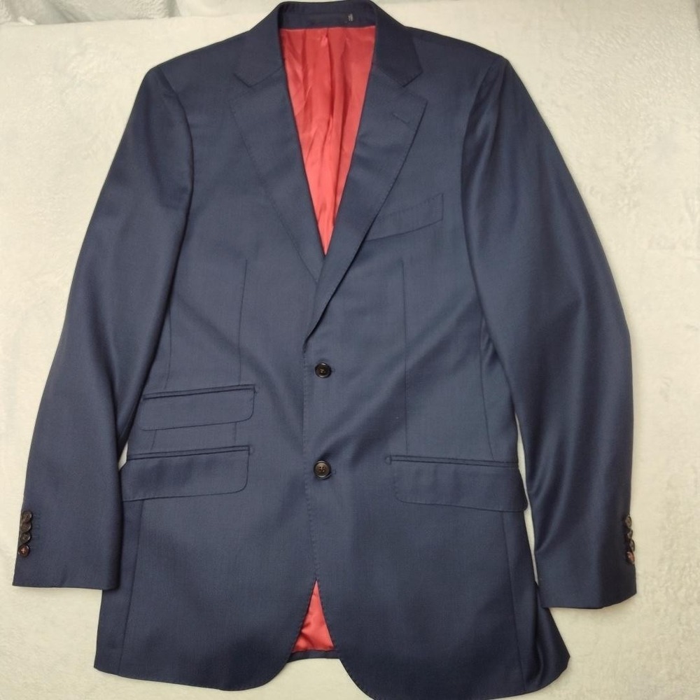 Suitsupply Suit‎ Jacket Mens 40L Blue Wool Sienna Blazer Vitale Barberis